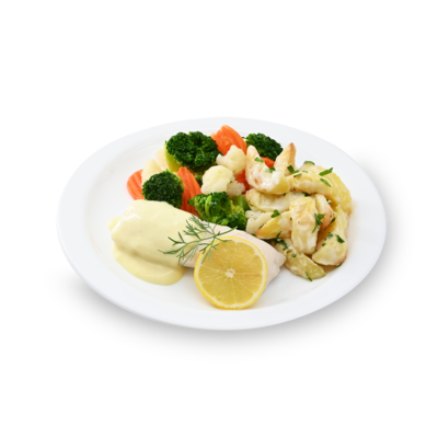 product-Aardappelparten, kon. melange, heek, hollandaisesaus (N.A.)