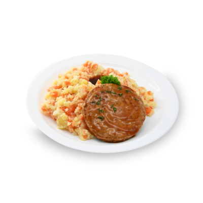 product-Hutspot, vega-burger en jus